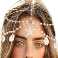 Bohemia Headband Shell Hair Accessory Chain Jewelry for Women Elegant Imitation Pearl Tassel Headpiece Beach Vacation Gifts auksas