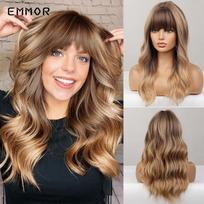 Rudas su šviesiaplaukiais perukas su kirpčiukais moterims Cosplay Water Wavy Fake Hair Madingi karščiui atsparūs sintetiniai perukai