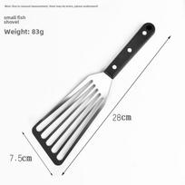 Aukštai temperatūrai atspari nelipni nerūdijančio plieno vėduoklės formos kepimo mentelė su plastikine rankena small fish shovel