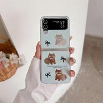 For Samsung Galaxy Z Flip 3 4 5 6 Case Flip6 ZFlip 6 ZFlip6 Cute Bow Cat Hand Lanyard Mirror Shockproof Hard Cover For Z Flip 4