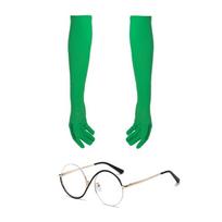 Halloween Witch Costume Accessories Elphaba Glasses Green Gloves Set Movie Elphaba Cosplay Costumes for Adults Gift 1 žalia