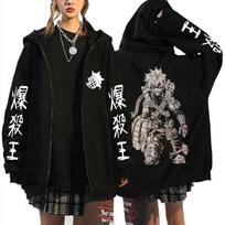 Anime My Hero Academia Bakugou Katsuki Merch Zipper Hoodie Men Women Fleece Cotton Zip Up Jacket Male Manga Cosplay S