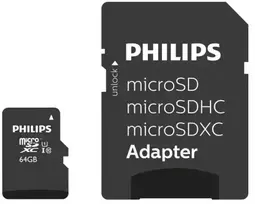 Philips Micro SDXC 64GB class 10 UHS 1 + Adapteris