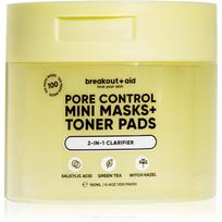 breakout + aid Pore Control Mini Masks + Toner Pads tonizuojančios pagalvėlės su salicilo rūgštimi 100 vnt.