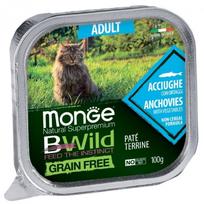 MONGE BWILD CAT GRAIN FREE ADULT KEPTAS PAŠTETAS, ANČIUVIAI SU DARŽOVĖMIS. 100 GR.
