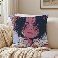 The King Of Pop M-Michael J-Jackson-A Cushion Cover Pillowcase Anti-Dustmite Living Room Sofa Decor Cushion Room Peach skin 18*18(CM)-1Pcs