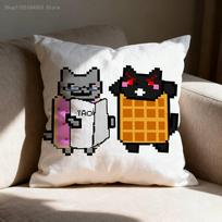 N-Nyan Cat Pagalvės užvalkalas 45X45cm 55X55cm 30X30cm kvadratinei pagalvei Automobilio pagalvės užvalkalas Namų miegamojo dekoras Dovana Peach skin 18*18(CM)-1Pcs