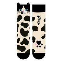 Cartoon Soft Calico Cat Socks Elastic Sweat-Absorbing Pouty Kitty Socks Breathable Cotton Tuxedo Cat Socks All Seasons One Size