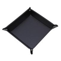 Rolling Folding Hexagon Dice Game Storage Tray PU Leather&Velvet Mat Holder Double Sided Thick Office Supplies Storage Tools
