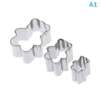 3 Size Stainless Steel Fondant Mold Set Heart and Flower Cookie Cutters for Cake Decorating Baking Tools Kit