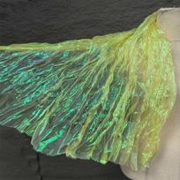 Laser Cut Organza Fabric Gradient Color Mermaid Texture for Wedding Dress Costume DIY Sewing Craft Material Wrinkle Wave Design 0.5m blue