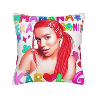 Karol G Manana Sera Bonito Pillowcase Double-Sided Printing Polyester Cushion Cover Gift Bichota Pillow Case Cover Home Square Peach skin 18*18(CM)-1Pcs