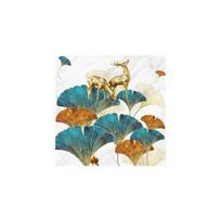 Modernus spalvingas aukso lapų augalas, ginkmedžio lapas, svetainės prieangis fono sienų apdaila tapyba berėmio fresko 20X20 cm No Frame mikado geltona spalva