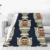 Skibidi Toilet Flannel Blankets Quality Soft Durable Evil Television Throw Blanket Autumn Camp Chair Sofa Bed Novelty Bedspread 75X95CM