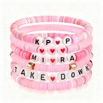 K-Pop Themed Bracelets for Fans, Perfect As Friendship Gifts for Girlfriends, Sisters, Daughters, Granddaughters, Nieces, and Friends rožinė