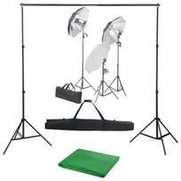 Fotostudijos komplektas su apšvietimo rinkiniu ir fonu