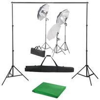 Fotostudijos komplektas su apšvietimo rinkiniu ir fonu