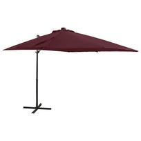 Gembinis skėtis su stulpu ir LED lemputėmis, raudonas, 250cm