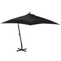 Kabantis sodo skėtis su stulpu, juodas, 3x3m, eglės masyvas