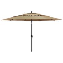 Sodo skėtis su aliuminio stulpu, taupe spalvos, 3,5m, 3 aukščių