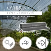 Springos Šviesiai antracito spalvos šešėliavimo tinklas 140 GSM 1,5 x 50 m, 200 tvirtinimo dirželių SN0064