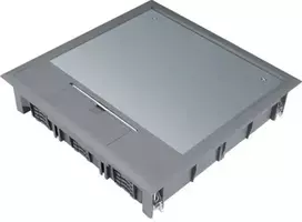 Hager Polo „Hager“ grindų dėžutės dangtelis 263x263 mm, skirtas montuoti techninėse grindyse, 24 moduliai, kilimui, 5 mm pjūklas (VQ12057011)