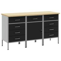 Darbo spinta su stalčių 3 pcs Juoda ir pilka 150 x 55 x 85 cm