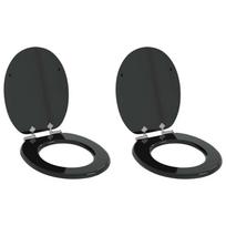 Tualeto sėdynė 2 pcs Juoda 44 x 38 cm MDF plokštė