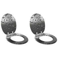 Tualeto sėdynė 2 pcs Pilka 44 x 38 cm MDF plokštė