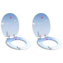 Tualeto sėdynė 2 pcs Mėlyna 44 x 38 cm MDF plokštė