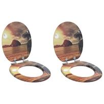 Tualeto sėdynė 2 pcs Oranžinė 44 x 38 cm MDF plokštė
