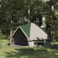 Teepee palapinė su stogu Žalia ir balta 490 x 410 x 210 cm