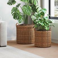 Gėlių krepšys su saugykla 2 pcs Ruda Lacak rotangas