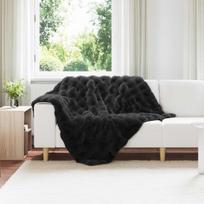 Dirbtinio Zefyro Pūkuotas Patalynė 4 pcs Juoda 130 x 150 cm