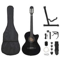 Gitaros rinkinys su ekvalaizeriu, 12 dalių, juodas, 6 stygos