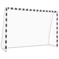 Futbolo vartai, juodos ir baltos sp., 300x200x90 cm, metalas
