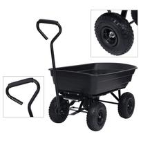 Paverčiamas rankinis sodo vežimėlis, juodos spalvos, 300kg, 75l