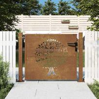 Sodo vartai, 100x75 cm, Corten plienas, medžio raštas
