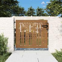 Sodo vartai, 85x100 cm, Corten plienas, bambuko dizainas