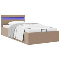 Lovos rėmas su LED/daiktadėže, rudas, 100x200cm, dirbtinė oda
