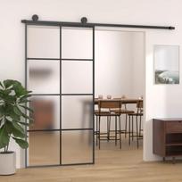 Stumdomos durys, juodos, 102,5x205cm, aliuminis ir ESG stiklas