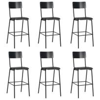 Baro taburetės, 6vnt., juodos, fanera ir plienas (3x280081)