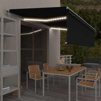 Markizė su uždanga/LED/vėjo jutikliu, antracito, 5x3m