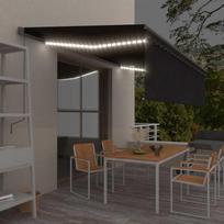 Markizė su uždanga/LED/vėjo jutikliu, antracito, 5x3m