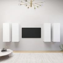 Televizoriaus spintelės, 4vnt., baltos, 30,5x30x90cm, mediena