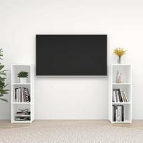 Televizoriaus spintelės, 2vnt., baltos, 107x35x37cm, MDP