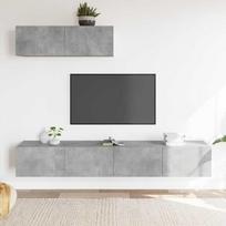 TV spintelių komplektas, 3 dalių, betono pilkas, mediena