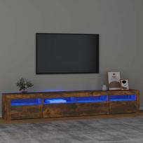 Televizoriaus spintelė su LED, dūminio ąžuolo, 240x35x40cm