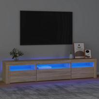 Televizoriaus spintelė su LED apšvietimu, ąžuolo, 195x35x40cm