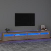 Televizoriaus spintelė su LED apšvietimu, ąžuolo, 270x35x40cm